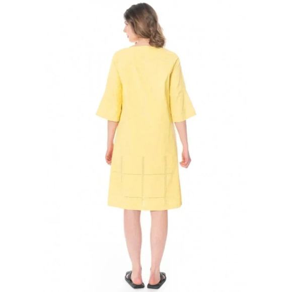 Annette Gortz Womens Size 34 Summer Yellow Three Quarter Button Shirt  Dress - Picture 2 of 14
